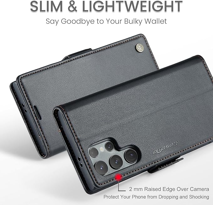 SINIANL Samsung Galaxy S24 Ultra Wallet Case with RFID Blocking, Samsung S24 Ultra Case Wallet for Women Men Card Holder Magnetic Clasp Kickstand Leather Book Folio Case for Galaxy S24 Ultra Black