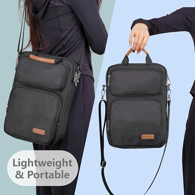 10-13 Inch Tablet Sleeve Bag, Ipad Bag for 13 In/11 in New iPad Pro M4 & 13 in Air M2 2024,iPad Pro 12.9 M2&M1,Ipad 10.9,Galaxy Tab S8+/S9+ 12.4,with Removable Shoulder Strap(Black)