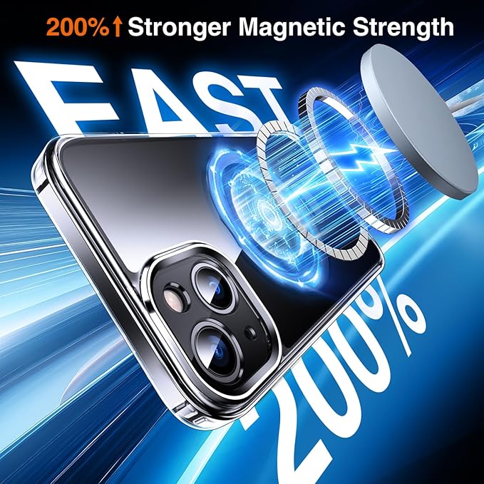 360° O-Ring MagStander for iPhone 15 Case with Magnetic Kickstand Ring Holder [Compatible with MagSafe][360°Rotate Stand Ring][Military Shockproof] iPhone 15 Phone Cover Clear