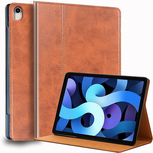 for Ipad Case Air 7th/6th Gen 11-inch M2/M3 2025/2024 and Ipad Air 5th/4th Gen 10.9-inch 2022/2020 Genuine Leather Cover Protective Shell,Auto Wake/Sleep.Brown