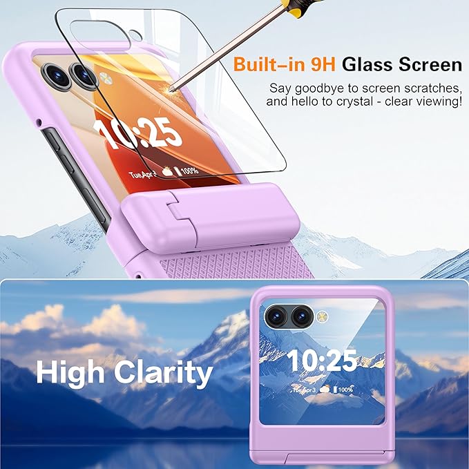 Oterkin Magnetic for Samsung Galaxy Z Flip 7 Case with [Built-in Screen Protector & Hinge Protection][Foldable Invisiable Stand] Military Grade Shockproof Full Body Protection Case for Galaxy Z Flip 7