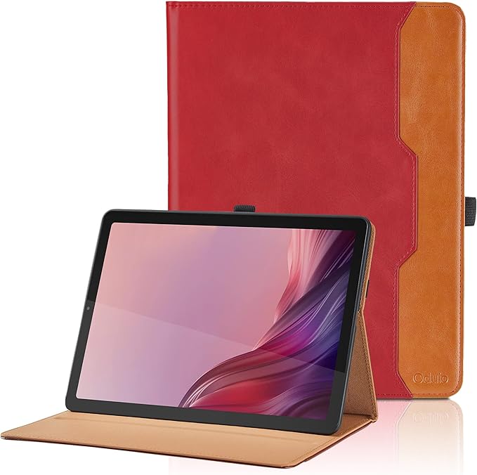 Case for Lenovo Tab M9 9 Inch 2023 (TB-310FU)/ Nook 9" Lenovo Tablet (2024) - PU Leather Business Folio Protective Cover with Hand Strap and Pocket, Red