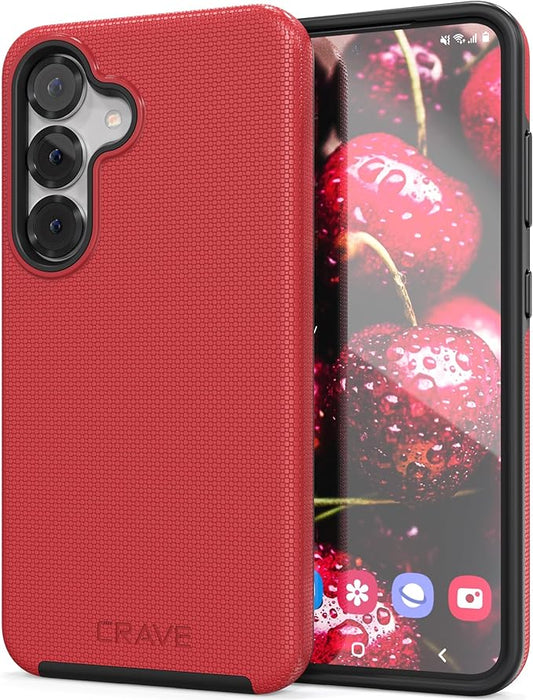 Crave Dual Guard Compatible with Samsung Galaxy S25 Case, Shockproof Protection Dual Layer Case for Samsung Galaxy S25 - Red