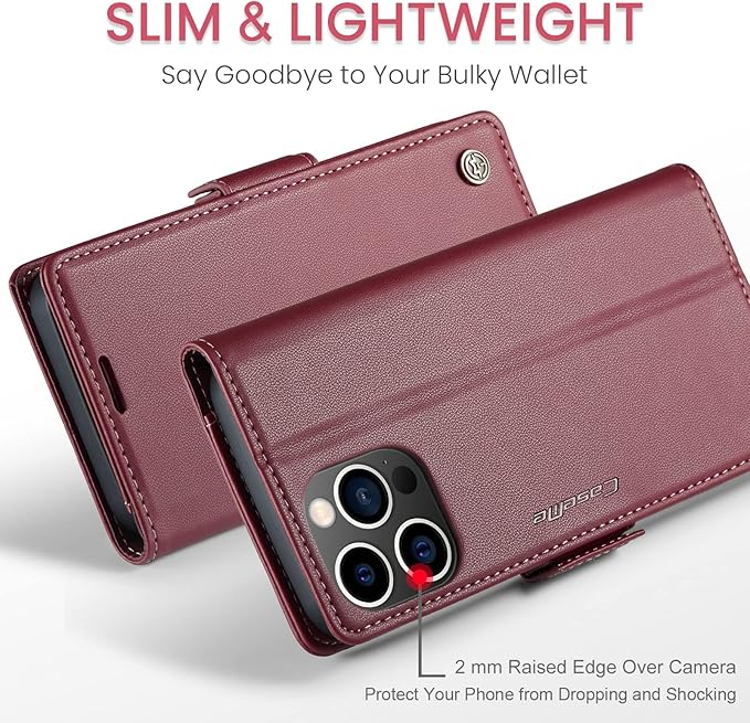 SINIANL Compatible with iPhone 15 Pro Wallet Case with RFID Blocking, for iPhone 15 Pro Case Wallet for Women Men Card Holder Magnetic Clasp Kickstand Leather Book Folio Case for iPhone 15 Pro Red