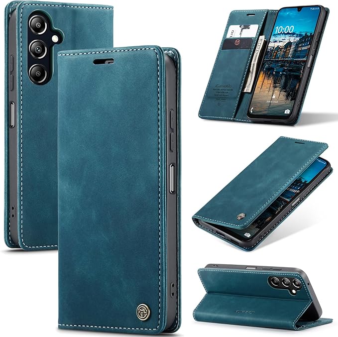 for Samsung Galaxy A16 5G Case, Flip Wallet Leather Case with Card Holder Magnetic Closure Shockproof Kickstand Protective Phone Cases Cover for Galaxy A16 5G / A16 4G, Blue-Green