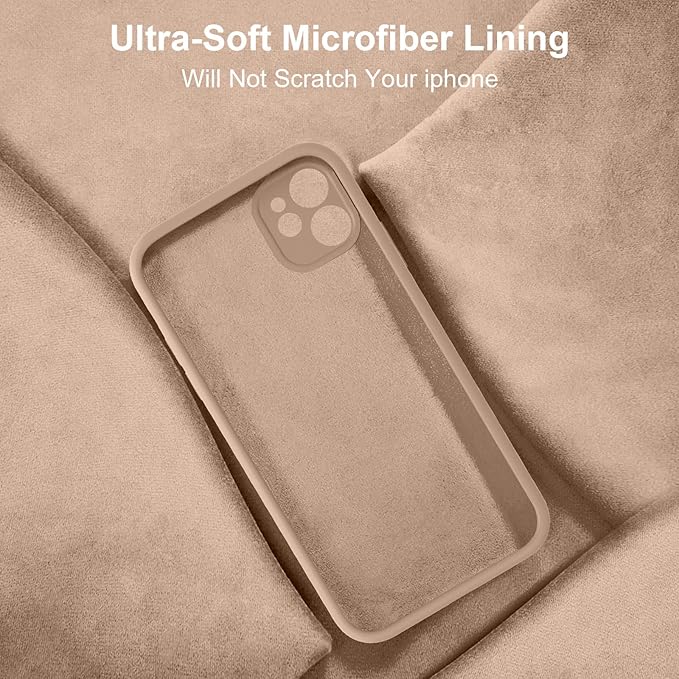 Vooii Compatible with iPhone 11 Case, Upgraded Liquid Silicone with [Flat Edges] [Camera Protection] [Soft Anti-Scratch Microfiber Lining] Phone Case for iPhone 11 6.1 inch - Light Brown