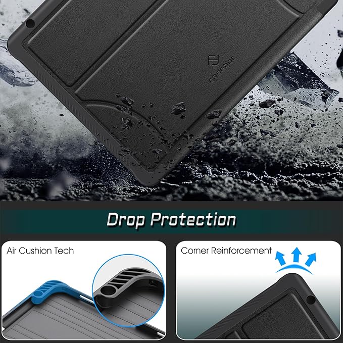 CaseBot Magnetic Stand Case for iPad Pro 11-inch (4th / 3rd Generation) 2022/2021 - Multiple Angles Shockproof Soft TPU Cover w/Pencil Holder, Also Fit iPad Pro 11" 2nd /1st Gen, Black