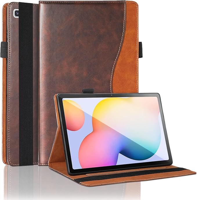 Case for Samsung Galaxy Tab S6 Lite 10.4 inch 2024/2022/2020 (SM-P620/P625/P610/SM-P615/SM-P613/SM-P619) Business PU Leather Multi-Angle Stand Flip Case with Pencil Holder-Brown