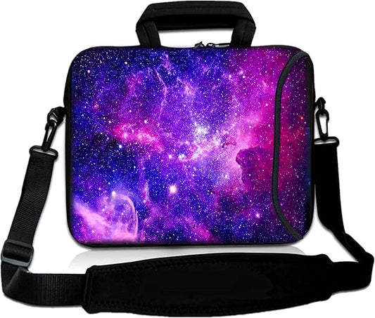RICHEN 14 15 15.4 15.6 inch Laptop Shoulder Bag Messenger Bag Notebook Handle Sleeve Neoprene Carrying Case with Accessories Pocket (14-15.6 inch, Purple Galaxy)