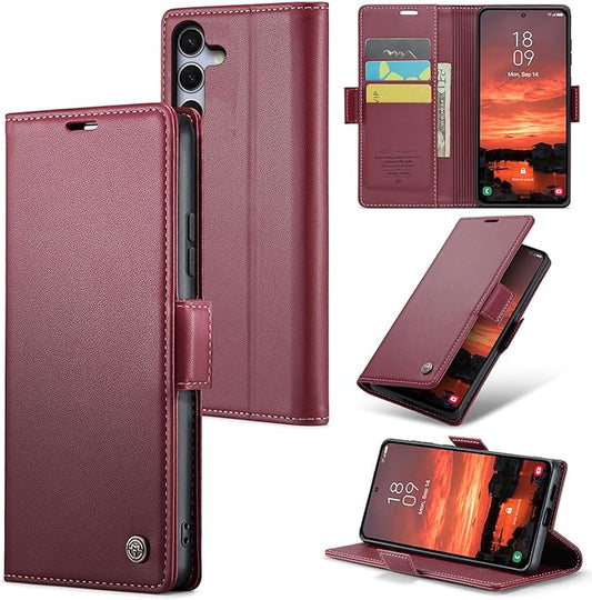 for Samsung Galaxy S25 Plus Case, Premium PU Leather Wallet Case Flip Cover with [RFID Blocking][Card Holder][Stand Function] Shockproof Protective for Samsung Galaxy S25 Plus, Red