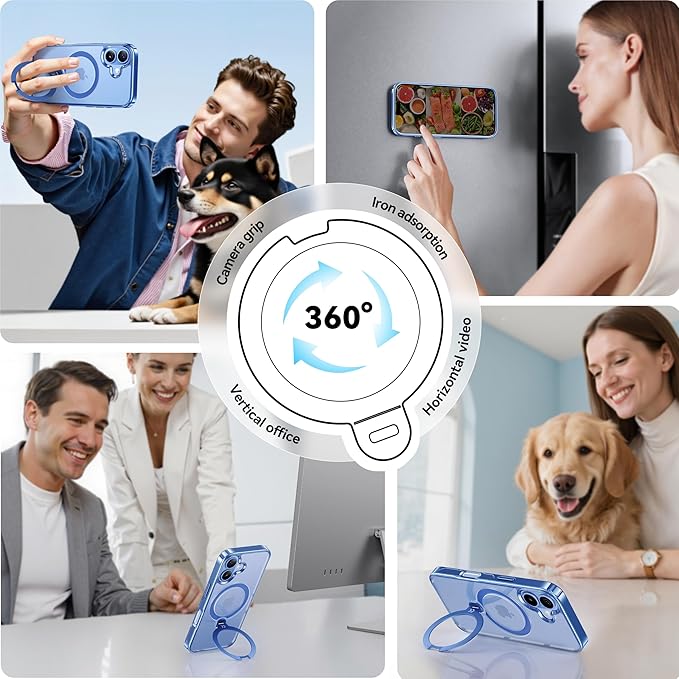 CASEKOO Mist Blue Designed for iPhone 17 Case with 360 Spin Magnetic Stand [Fit for MagSafe][17FT Military Protection] Slim Polished for iPhone 17 Case with Stand 6.3'', Mist Blue