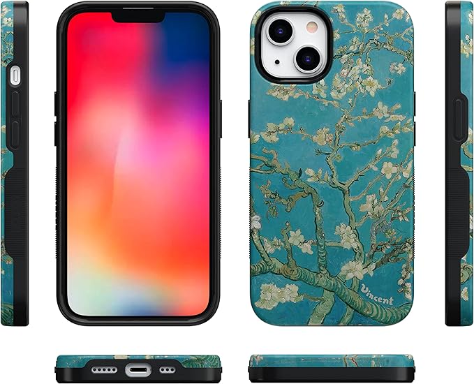 Casely iPhone 14 Case | Blue Awakening | Van Gogh Almond Blossom | Compatible with MagSafe | Bold Protective Design