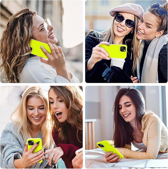OTOFLY Designed for iPhone 14 Case, Silicone Shockproof Slim Thin Phone Case for iPhone 14 6.1 inch (Fluorescent Yellow)