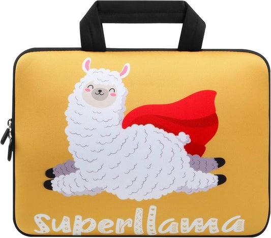 Violet Mist 11 11.6 12 Inch Laptop Sleeve Funny Llama Pattern Laptop Carrying Bag Case with Handle Cute Protective Neoprene Notebook Tablet Computer Travel Cover Pouch Briefcase, Flying Llama