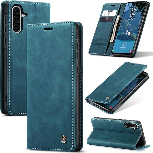 for Samsung Galaxy A36 Case, Flip Wallet Leather Case with Card Holder Magnetic Closure Shockproof Kickstand Protective Phone Cases Cover for Galaxy A36, Blue-Green