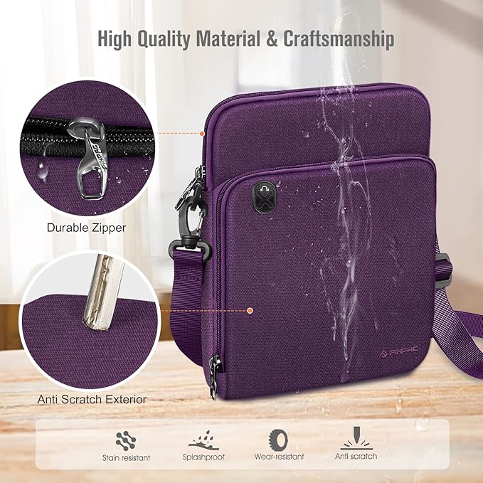 FINTIE 11 Inch Tablet Sleeve Case, Briefcase Shoulder Bag for 11" iPad (A16) 2025, Air M3 M2 2025/2024, 10.9" iPad 10th Gen, 10.9" Air 5/4, Galaxy Tab, Purple