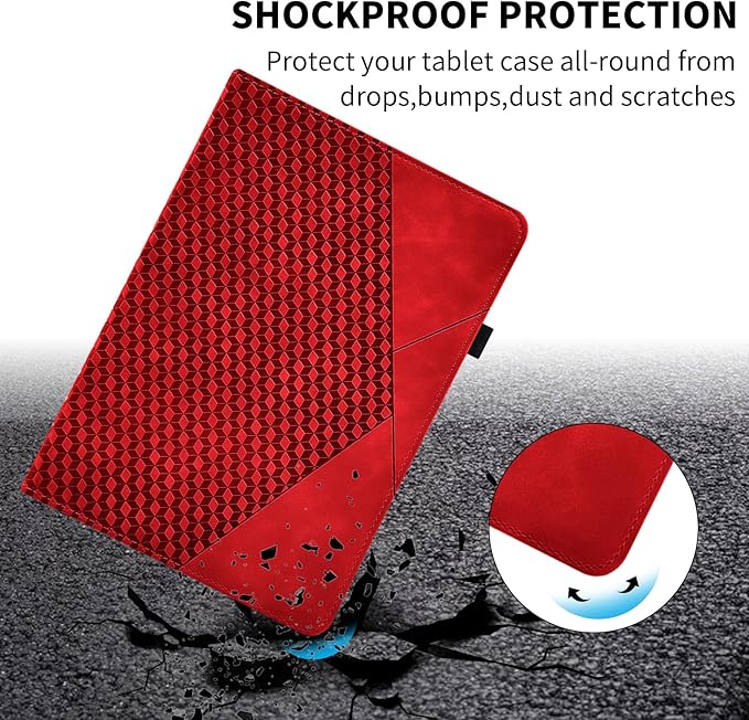 Rotating Case for Samsung Galaxy Tab A 10.1 2019 Model SM-T510/T515,360° Rotating Multi-Angle Viewing Stand Cover PU Leather Business Folio Protective Cases, Red