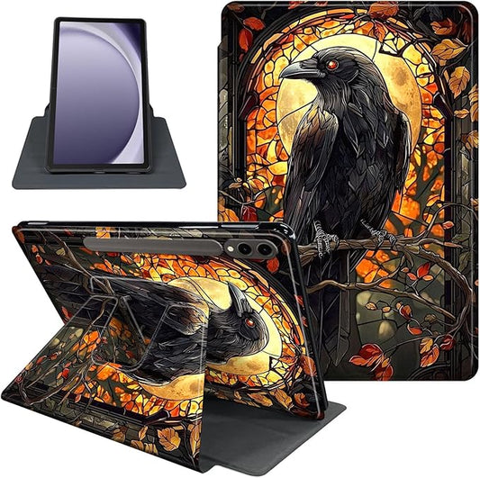 Case for 12.4 inch Galaxy Tab S10 Plus Case (2024), Galaxy Tab S9 Plus Case (2023), 360 Degree Rotating Folio Stand Smart PU Leather Cover, Auto Sleep/Wake, Elegant Raven
