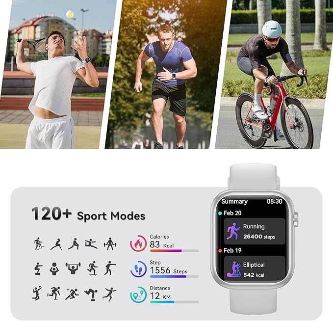 Smart Watch for Men Women, 1.83" Fitness Watch (Answer/Make Call), Smartwatch with Heart Rate/Blood Pressure, Sleep Tracker, Pedometer, 120+ Sport Modes,IP68 Waterproof Fitness Tracker for Android IOS
