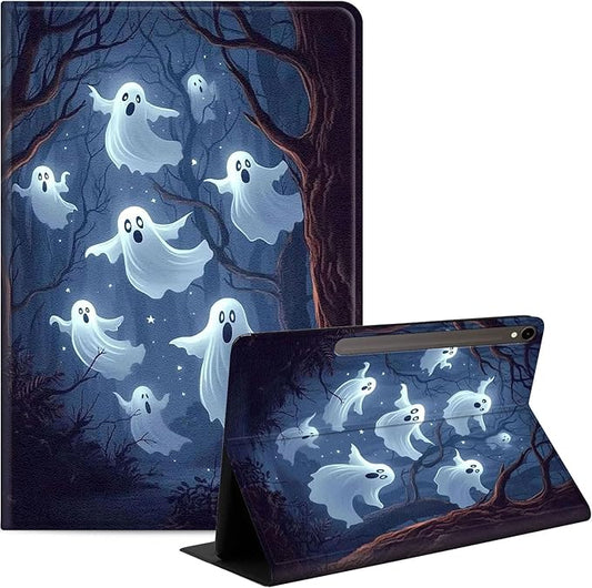 Case for Samsung Galaxy Tab S10 FE/ S9 FE 5G 10.9 Inch/Tab S9 11 Inch, Slim PU Leather Stand Cover with Auto Wake/Sleep, Multi-Angle Viewing & Shockproof, Ghosts Flying