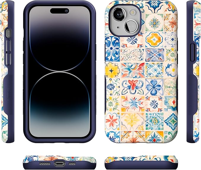 Casely iPhone 14 Case | Tuscan Tiles | Dolce Vita | Bold Protective Design | Compatible with MagSafe