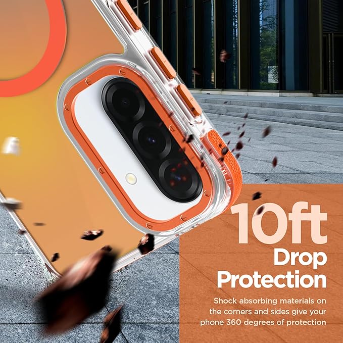 MOWIME Magnetic Case for Samsung Galaxy A36 5G [Compatible with Magsafe] [Cute Fashion Fluorescent Design] [1 Screen Protector] Slim Translucent Matte Case for Galaxy A36 5G 6.7", Orange