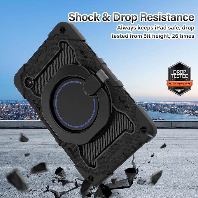 ROISKIN Case for Samsung Galaxy Tab A9 (8.7 Inch) with HD Screen Protector & Shoulder Strap,Kids Friendly Case for Samsung Tablet A9 SM-X110/X115/X117 with 360 Kickstand,Heavy Duty Drop Protection