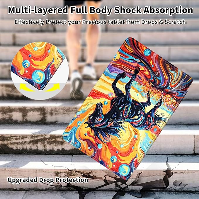 Case for 12.4 inch Galaxy Tab S10 Plus Case (2024), Galaxy Tab S9 Plus Case (2023), 360 Degree Rotating Folio Stand Smart PU Leather Cover, Auto Sleep/Wake, Black Stallion