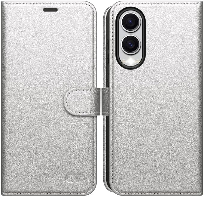 OCASE Compatible with Galaxy S25 Edge Wallet Case, PU Leather Flip Folio Case with Card Holders RFID Blocking Kickstand [Shockproof TPU Inner Shell] Protective Phone Cover 2025, Silvery