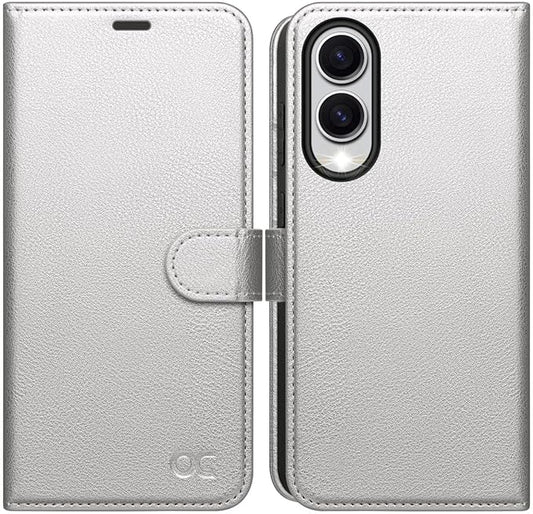 OCASE Compatible with Galaxy S25 Edge Wallet Case, PU Leather Flip Folio Case with Card Holders RFID Blocking Kickstand [Shockproof TPU Inner Shell] Protective Phone Cover 2025, Silvery
