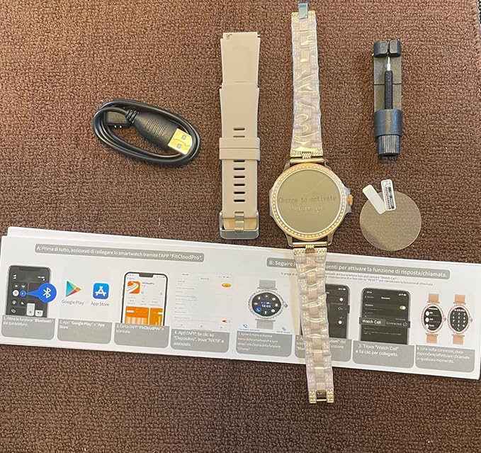 Smart Watches for Women (Answer/Make Call) with Diamonds, 1.3”HD Screen Bluetooth Smartwatch for Android iOS Phones, IP68 Waterproof Fitness Activity