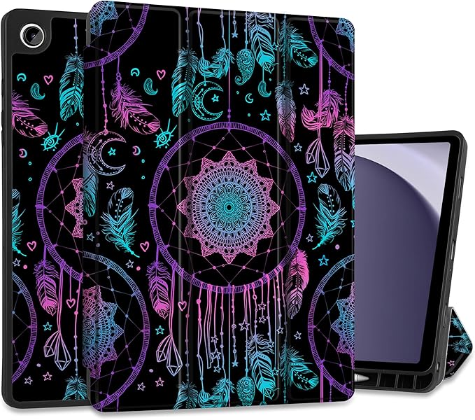 MEEgoodo Case for Samsung Galaxy Tab A9 Plus 11 inch Cover 2024 2023 with S Pen Holder, A9+ Smart Tablet Cases with Leather Trifold Stand+Soft TPU Back Shell+Smart Auto Wake/Sleep, Dreamcatcher