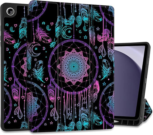 MEEgoodo Case for Samsung Galaxy Tab A9 Plus 11 inch Cover 2024 2023 with S Pen Holder, A9+ Smart Tablet Cases with Leather Trifold Stand+Soft TPU Back Shell+Smart Auto Wake/Sleep, Dreamcatcher