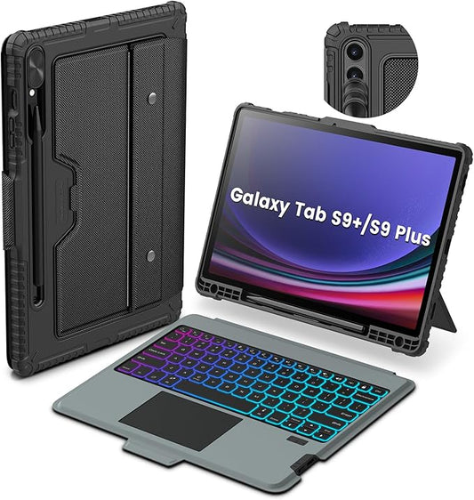 Nillkin for Samsung Galaxy Tab S9+ Plus Detachable Keyboard Case with 7 Backlit, Kickstand, Trackpad, S Pen Holder, for Samsung Tablet S10 Plus Keyboard (for Galaxy Tab S9 Plus - 12.4 inch)