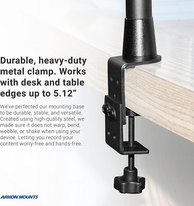 ARKON Mounts Overhead Camera Mount | Includes Ceiling Mount Bracket, Phone Holder, Tablet Holder, & Camera Mount | 360° Adjustable | Durable & Super Stable Metal Mounting Base DSLRTABMG5