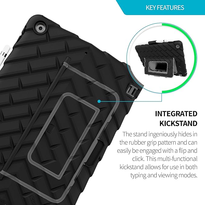 Gumdrop Hideaway Case Fits Apple iPad 9th | 8th | 7th Gen (10.2-inch) Designed for K-12 Students Teachers and Classrooms – Drop Tested Rugged Shockproof Bumpers for Reliable Device Protection – Black