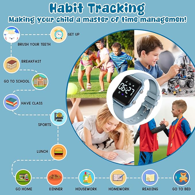 Kids Digital Watches for Boys Girls, Sports Watch with Fitness Tracker, Pedometer, Alarm Clocks, Stopwatch, No App Needed Waterproof Kids Watch, Gift for Teens Student Girls Boys Ages 5-14