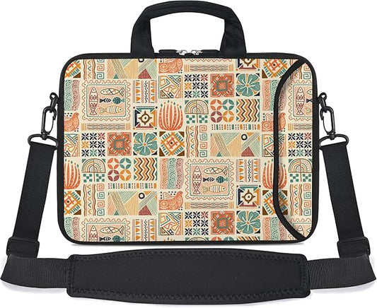 RICHEN 14 15 15.4 15.6 inch Laptop Shoulder Bag Messenger Bag Notebook Handle Sleeve Neoprene Carrying Case with Accessories Pocket (14-15.6 inch, Geometric Drawing)