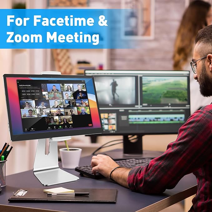 AboveTEK Elegant Tablet Stand, Aluminum iPad Stand Holder, Desktop Kiosk POS Stands for 7-15.6 inch iPad/Portable Monitor, Tablet Mount for Showcase Office Reception Countertop