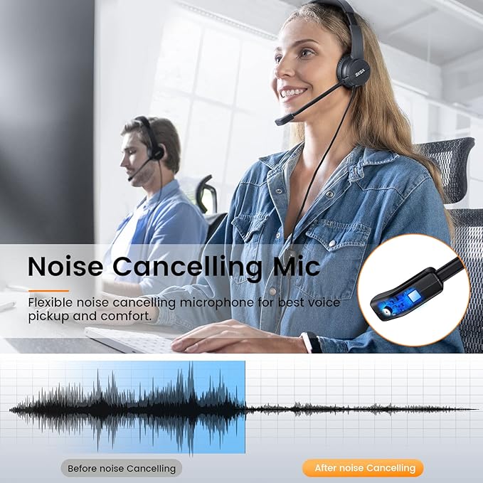 Headsets with Microphone for Laptop, 3.5mm Wired Computer Headset Super-Lightweight Noise Cancelling Headphones with in-line Control Volume & Mute, PC Headset Perfect for Classroom, Home or Office