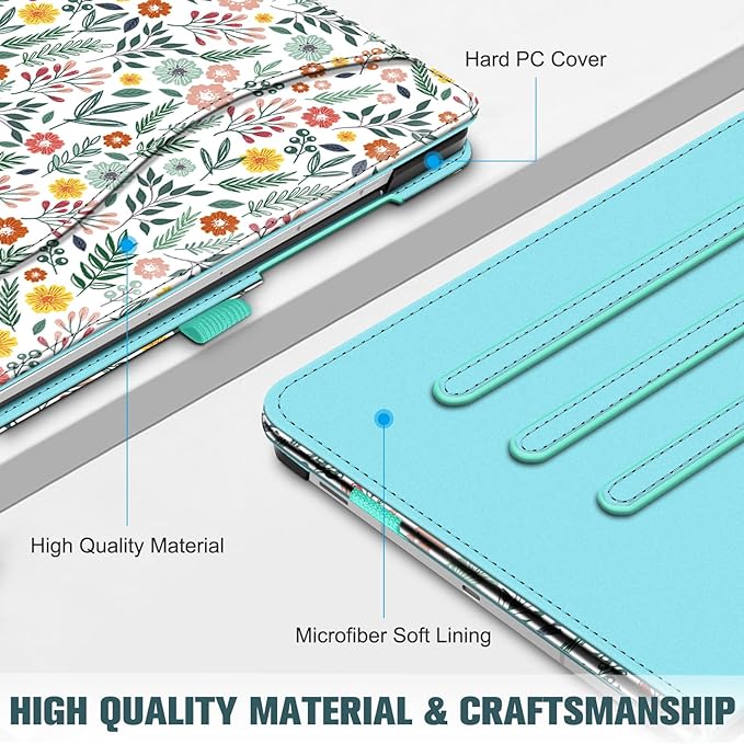 Fintie Case for Samsung Galaxy Tab S10 Lite/ S10 FE/ S9 FE 5G 10.9 Inch/Tab S9 11 Inch with S Pen Holder, Multi-Angle Viewing Protective Cover with Pocket, Auto Sleep/Wake, Spring Bloom