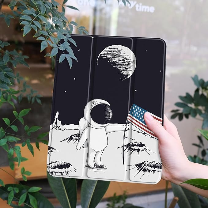 Case for Samsung Galaxy Tab S8 2022 & S7 2020, Shockproof Tablet Case for Samsung Tab S8/S7 11 inch with Auto Sleep/Wake & Trifold Stand & Soft TPU Back Cover, Astronaut & Moon