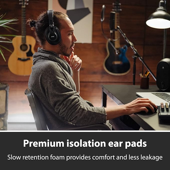 AKG K371 Closed Over-Ear Studio Folding Headphones - Black