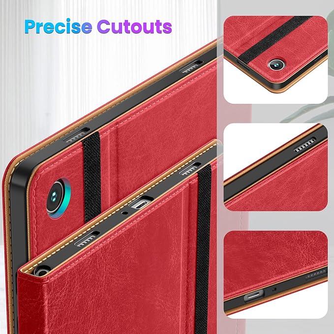 DTTO for Samsung Galaxy Tab A9 Plus 11 inch Case 2023, Premium Leather Business Folio Stand Cover with Hand Strap for Galaxy Tab A9+ 11’’ 2023 Model (SM-X210/X216/X218) - Auto Wake/Sleep, Red