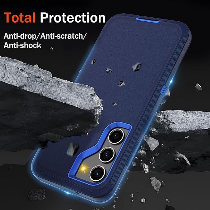 for Samsung Galaxy S23+ Plus Case with [2 Pack] HD Screen Protector, [Military-Grade] Shockproof Dust/Drop Proof 3-Layer Full Body Protection Heavy Duty Case for Galaxy S23 Plus, Navy