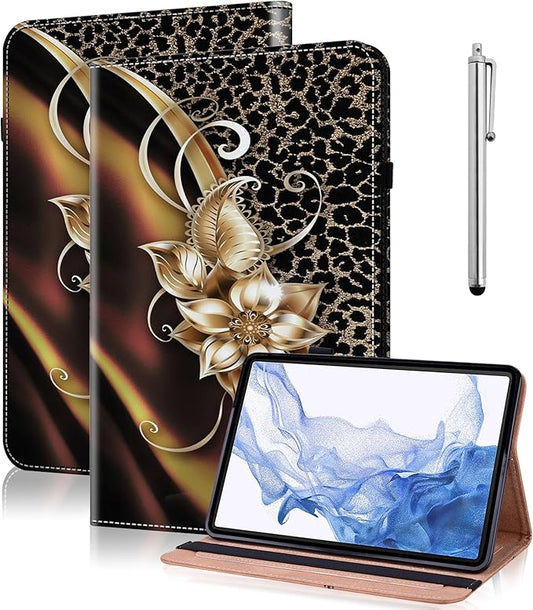 Case for Lenovo Idea Tab Pro 12.7 inch 2025 Tablet, PU Leather Folio Shockproof Protective Cover for Lenovo Idea Tab Pro 12.7" - Metallic Flower