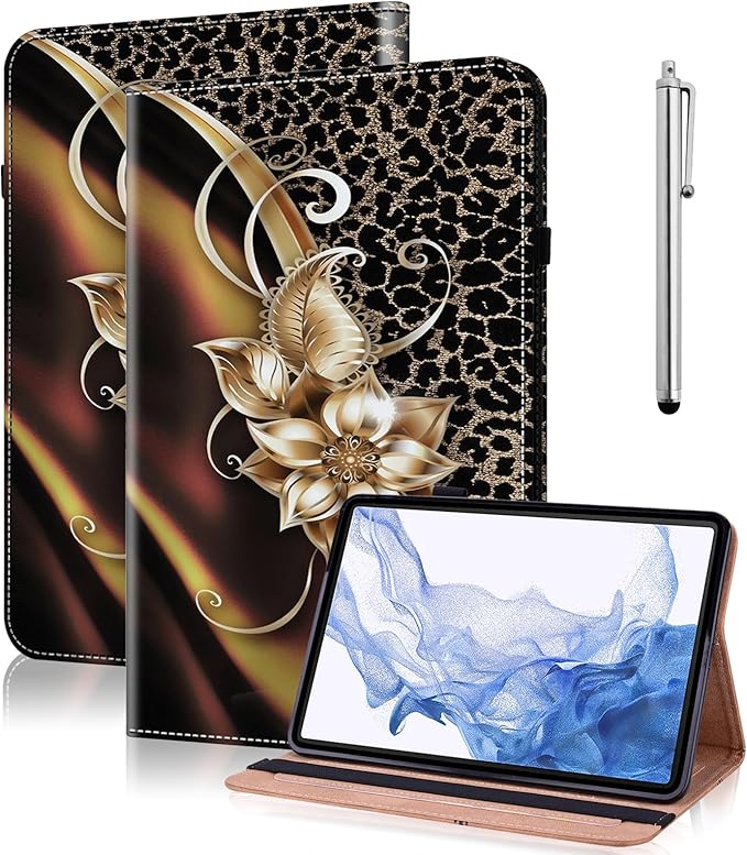 Case for Lenovo Tab M9 Cover 9.0 inch (TB-310FU,2023 Released),PU Leather Flip Stand Case with Elastic Band for Lenovo Tab M9 Tablet - Metallic Flower
