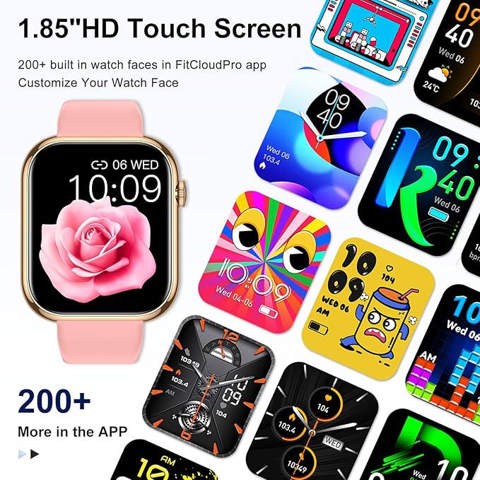 Smart Watch for Men Women Fitness: Waterproof Make/Answer Call Smart Watches for Men Digital Mens watches Step Tracker Smartwatch Android Phones iPhone Samsung Compatible Heart Rate Monitor Pink