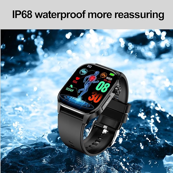 Smart Watch for Men Women, 2.04" AMOLED Color Screen, 24/7 Heart Rate, Blood Oxygen, Blood Pressure, Sleep and Stress Health Monitor, Blood and Body Composition Insights, 150 Sports Modes (Blue)