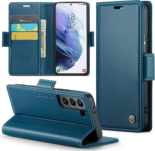 Case for Samsung Galaxy S21 Plus Wallet Case, RFID Blocking PU Leather Flip Folio Cover Card Holder Kickstand Shockproof Phone Case Compatible with Samsung Galaxy S21 Plus, Blue